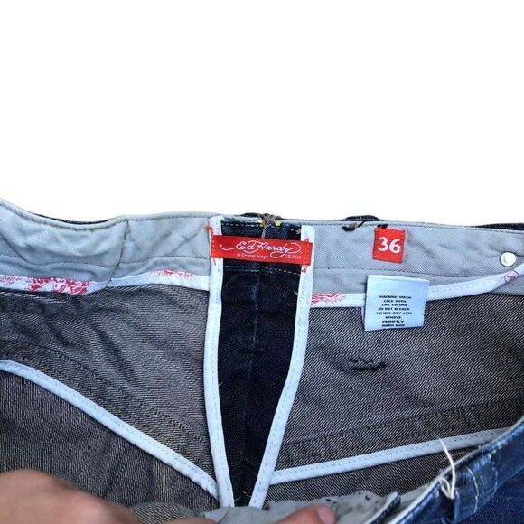 Rare Ed Hardy Embroidered Jeans Size 36 'Snake Bite' - Picture 11 of 15